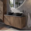 Ben Linea voorgemonteerd badmeubel incl. zwart betonnen waskommen 120cm eiken grijs/zwart beton