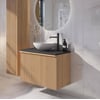 Ben Linea voorgemonteerd badmeubel incl. solid surface waskom 80cm eiken naturel/zwart beton kraangat rechts