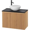 Ben Linea voorgemonteerd badmeubel incl. solid surface waskom 80cm eiken naturel/zwart beton kraangat links