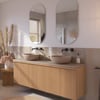 Ben Linea voorgemonteerd badmeubel incl. beige betonnen waskommen 160cm eiken naturel/beige beton zonder kraangaten