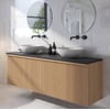 Ben Linea voorgemonteerd badmeubel incl. solid surface waskommen 160cm eiken naturel/zwart beton zonder kraangaten