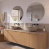 Ben Linea voorgemonteerd badmeubel incl. beige betonnen waskommen 200cm eiken naturel/beige beton zonder kraangaten