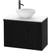 Ben Linea voorgemonteerd badmeubel incl. solid surface waskom 80cm eiken zwart/mat wit kraangat links