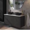 Ben Linea voorgemonteerd badmeubel incl. zwart betonnen waskommen 120cm eiken zwart/marmer