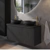 Ben Linea voorgemonteerd badmeubel incl. zwart betonnen waskommen 120cm eiken zwart