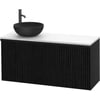 Ben Linea voorgemonteerd badmeubel incl. zwart betonnen waskom links 120cm eiken zwart/mat wit