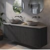 Ben Linea voorgemonteerd badmeubel incl. beton grijze waskommen 160cm eiken zwart/grijs beton zonder kraangaten
