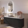 Ben Linea voorgemonteerd badmeubel incl. keramische waskom links 160cm eiken zwart/marmer
