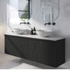 Ben Linea voorgemonteerd badmeubel incl. solid surface waskommen 160cm eiken zwart/mat wit zonder kraangaten