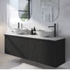 Ben Linea voorgemonteerd badmeubel incl. solid surface waskommen 160cm eiken zwart/mat wit