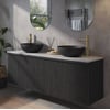 Ben Linea voorgemonteerd badmeubel incl. zwart betonnen waskommen 160cm eiken zwart/marmer