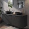 Ben Linea voorgemonteerd badmeubel incl. zwart betonnen waskommen 160cm eiken zwart/zwart beton
