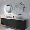 Ben Linea voorgemonteerd badmeubel incl. solid surface waskommen 200cm eiken zwart/mat wit zonder kraangaten