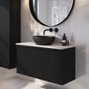 Ben Linea badmeubel met zwart betonnen waskom 100cm eiken zwart/solid surface