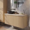 Ben Linea badmeubel met zwart betonnen waskom 120cm links eiken naturel/beige beton