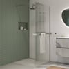 Saniselect Modella inloopdouche 100x210cm ribbel glas incl. handdoekhouder geborsteld grijs