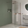 Saniselect Modella inloopdouche 100x210cm ribbel glas incl. handdoekhouder geborsteld koper