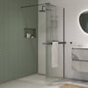 Saniselect Modella inloopdouche 100x210cm ribbel glas incl. handdoekhouder mat zwart