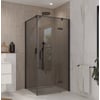 Ben Meteora douchecabine 100x100x200cm rechtsdraaiend mat zwart grijs glas