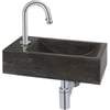 Huismerk fontein incl. chromen kraan met C-uitloop links 40x22x10cm Hardstenen zwart