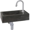 Saniselect Nature Design fontein incl. chromen kraan met C-uitloop rechts 40x22x10cm Hardstenen zwart