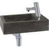 Saniselect Nature Design fontein incl. chromen kraan met autostop rechts 40x22x10cm Hardstenen zwart