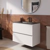 Saniselect Tonale badmeubelset incl. wastafel mat zwart 81x46cm super wit glans