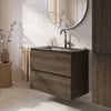 Saniselect Tonale badmeubelset incl. wastafel mat zwart 81x46cm sepia eiken