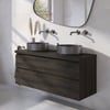 Ben Tendenza badmeubel incl. geborsteld zwarte waskom 121x46x75,8cm coal oak