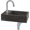 Ben Venetia fontein incl. chromen kraan met C-uitloop links 40x22x10cm Hardsteen grijs