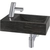Ben Venetia fontein incl. chromen kraan met autostop links 40x22x10cm Hardsteen grijs