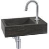 Ben Venetia fontein incl. chromen kraan met C-uitloop rechts 40x22x10cm Hardsteen grijs
