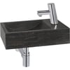 Ben Venetia fontein incl. chromen kraan met autostop rechts 40x22x10cm Hardsteen grijs
