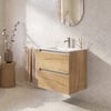Saniselect Guarda badmeubel incl. witte keramische wastafel 61x46x61cm eiken marcato – aluminium greeplijst