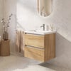 Saniselect Guarda badmeubel incl. witte wastafel 61x51x64cm eiken marcato – aluminium greeplijst