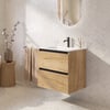 Saniselect Guarda badmeubel incl. witte keramische wastafel 61x46x61cm eiken marcato – zwarte greeplijst
