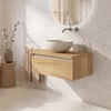Saniselect Guarda badmeubel incl. grijze keramische waskom 80x51x49cm eiken marcato – aluminium greeplijst