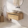 Saniselect Guarda badmeubel incl. grijze keramische waskom 80x51x49cm eiken marcato – zwarte greeplijst