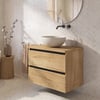 Saniselect Guarda badmeubel incl. afdekblad 80x51x62cm eiken marcato – zwarte greeplijst
