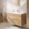 Saniselect Guarda ondiep badmeubel incl. witte wastafel 80x40x64cm eiken marcato – aluminium greeplijst