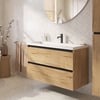 Saniselect Guarda ondiep badmeubel incl. witte wastafel 100x40x64cm eiken marcato – zwarte greeplijst