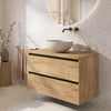 Saniselect Guarda badmeubel incl. grijze keramische waskom 100x51x79cm eiken marcato – zwarte greeplijst
