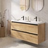 Saniselect Guarda badmeubel incl. witte wastafel 121x51x64cm eiken marcato – zwarte greeplijst