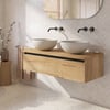 Saniselect Guarda badmeubel incl. grijze keramische waskommen 120x51x49cm eiken marcato – zwarte greeplijst
