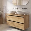 Saniselect Guarda badmeubel incl. grijze keramische waskommen 120x51x79cm eiken marcato – zwarte greeplijst