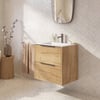 Saniselect Luca badmeubel incl. witte keramische wastafel 61x51x61cm eiken marcato – gunmetal greep