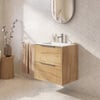 Saniselect Luca badmeubel incl. witte keramische wastafel 61x51x61cm eiken marcato – rvs greep