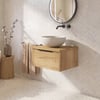 Saniselect Luca badmeubel incl. grijze keramische waskom 60x51x49cm eiken marcato – zwarte greep