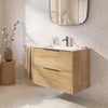 Saniselect Luca badmeubel incl. witte keramische wastafel 81x46x61cm eiken marcato – gunmetal greep