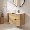 Saniselect Luca badmeubel incl. witte keramische wastafel 81x46x61cm eiken marcato – zwarte greep